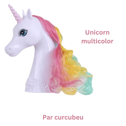 Cap Unicorn Pentru Coafat, Par Curcubeu, 20 cm, Multicolor, Accesorii