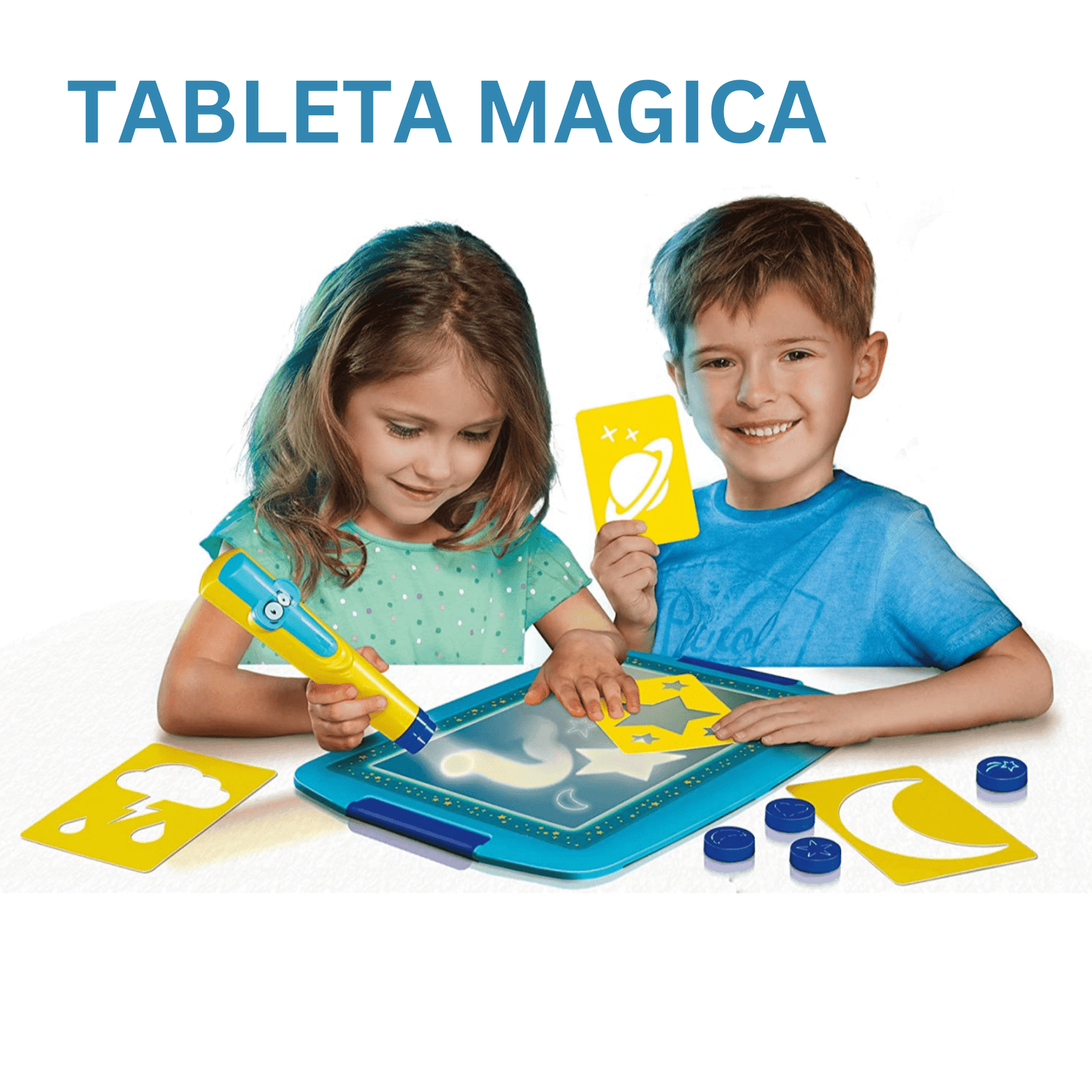 Tableta pentru Desenat  Magic Board 2 in 1, Marker Cu Lumina Led, Sabloane