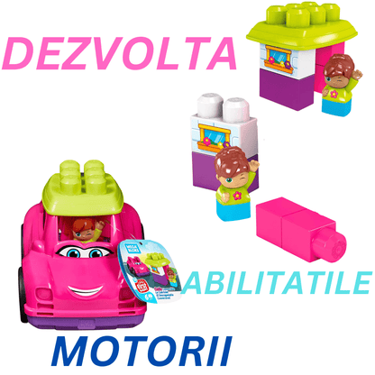 Set Constructii  Masina Catie Decapotabila, Roz, 16.5 x 24 x 18 Cm